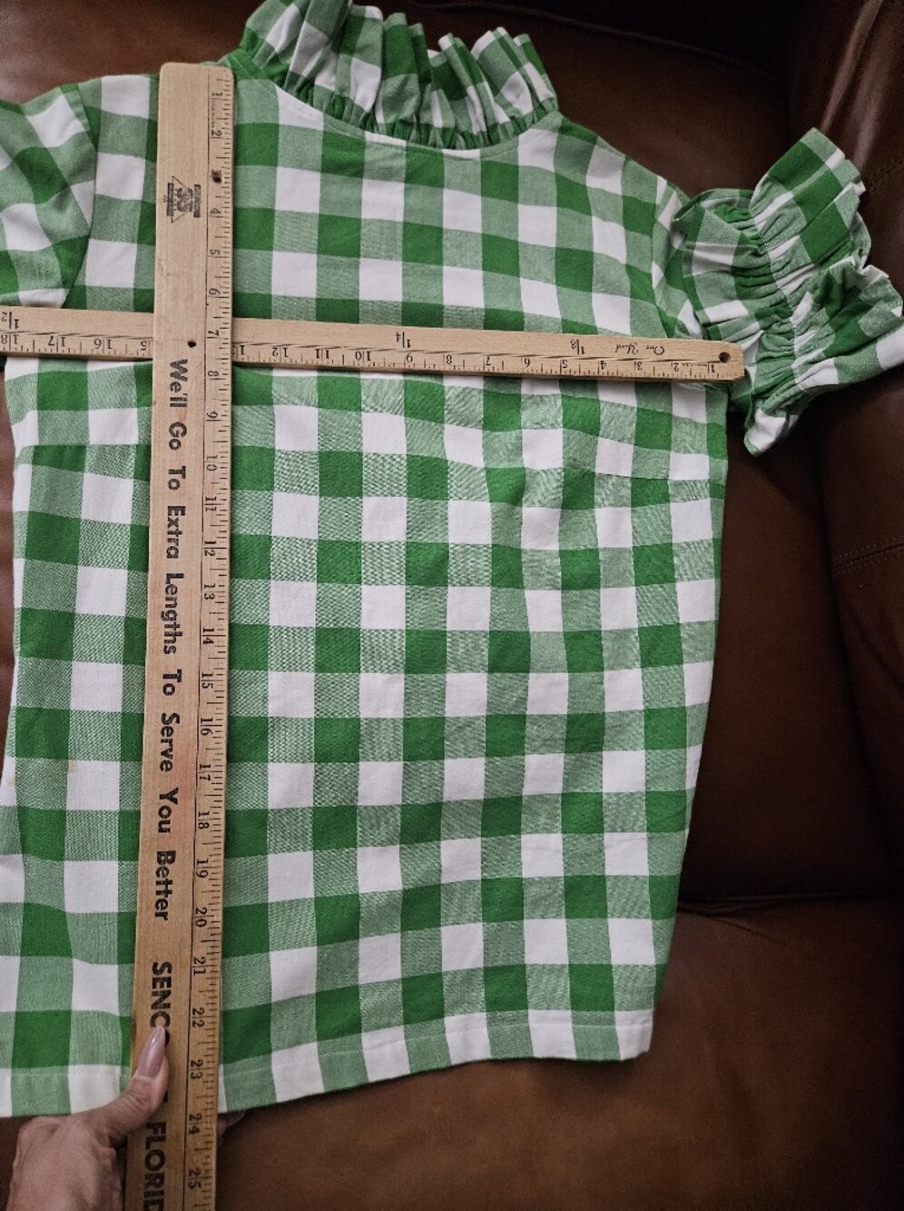 Elizabeth Wilson Top Ruffles Green White Adorable! Xs - Picture 6 of 6